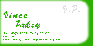 vince paksy business card